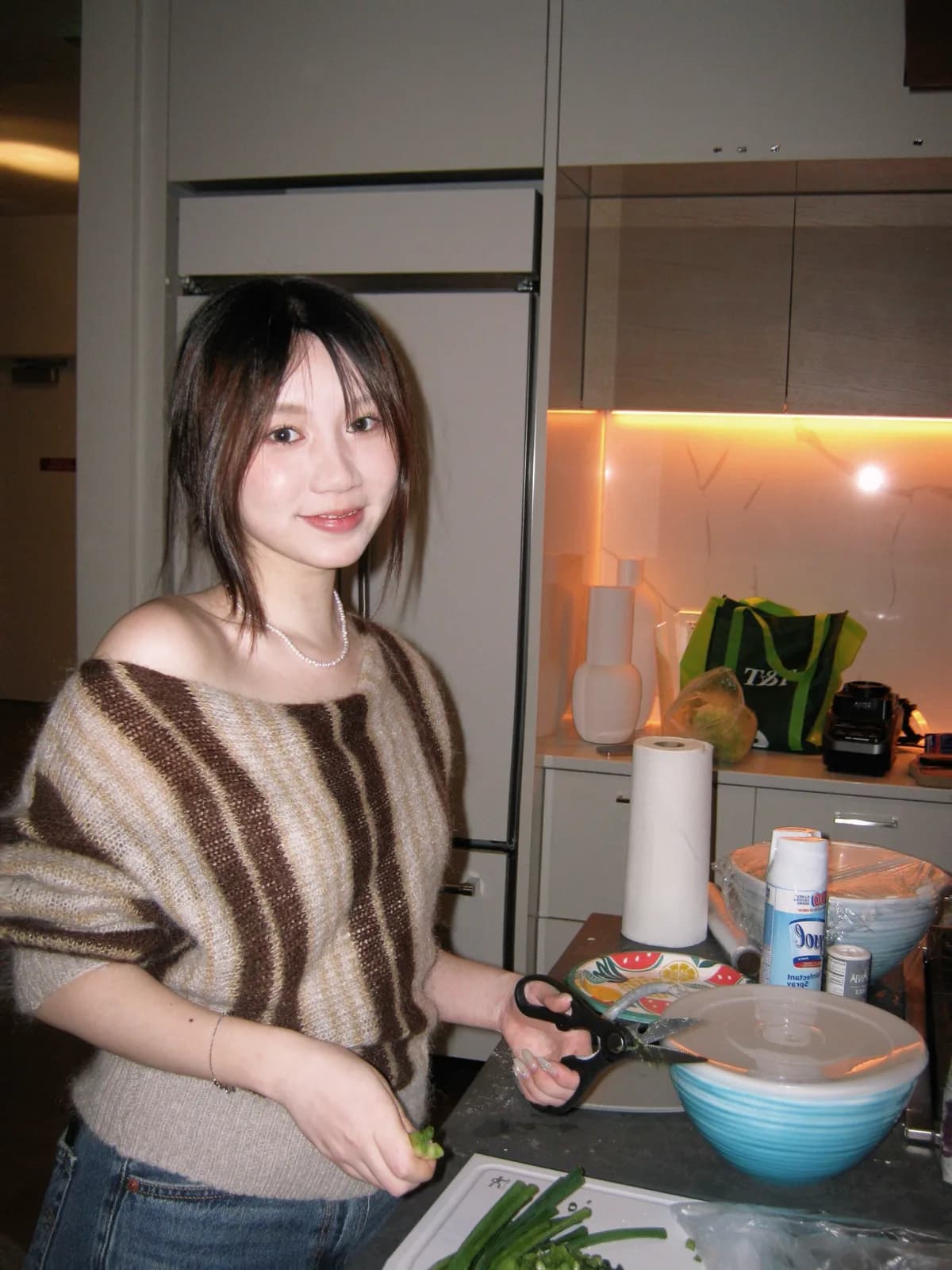 Ashley cooking at home
