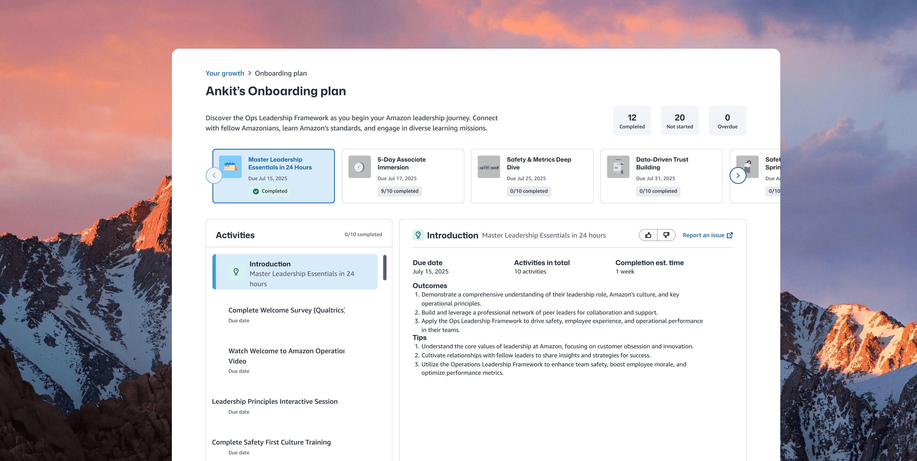 Redesigned personalized Amazon onboarding plan