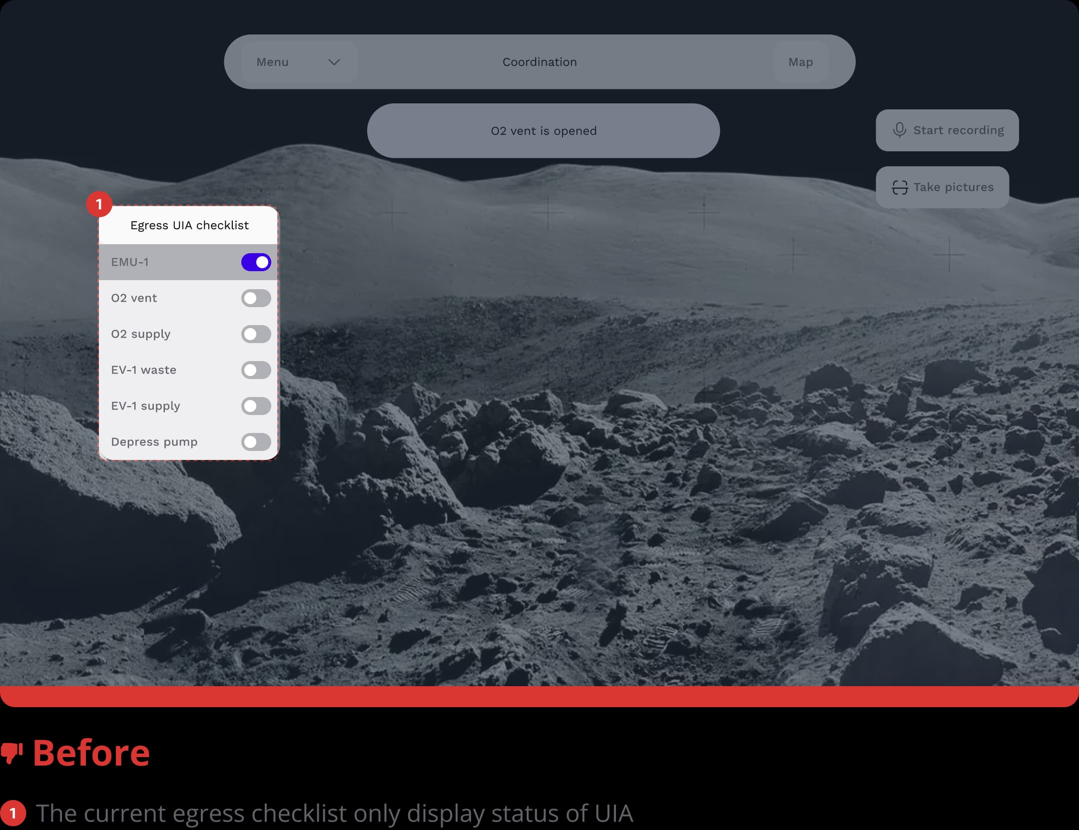Egress interface before usability testing