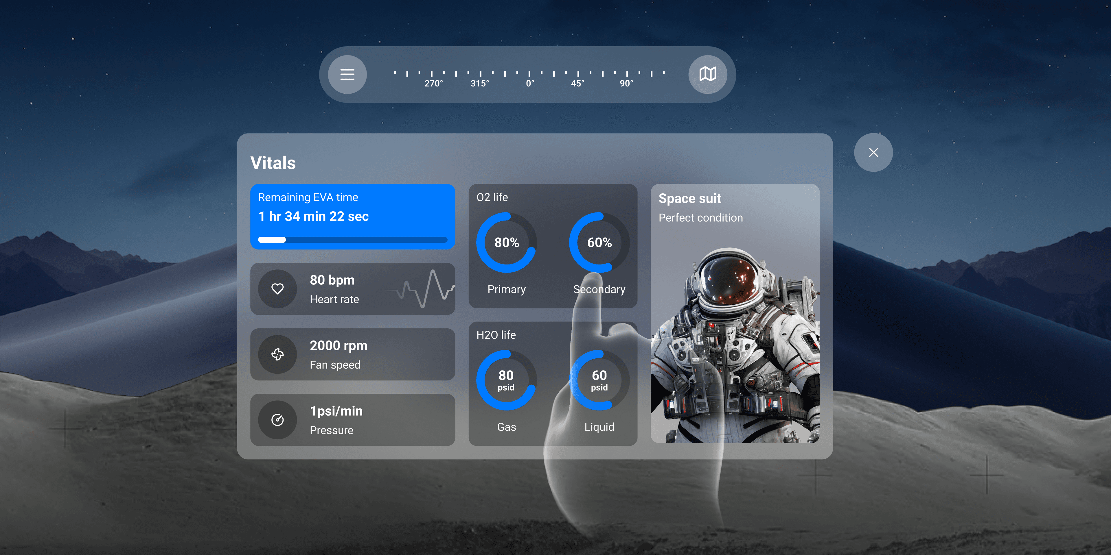 NASA SUITS augmented reality interface for lunar missions
