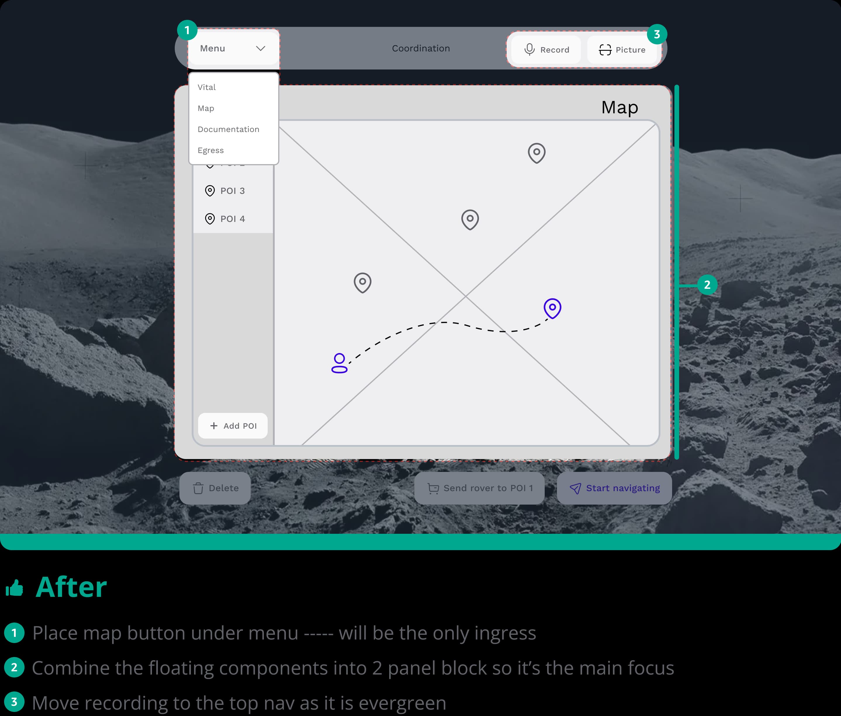 Map interface after usability testing