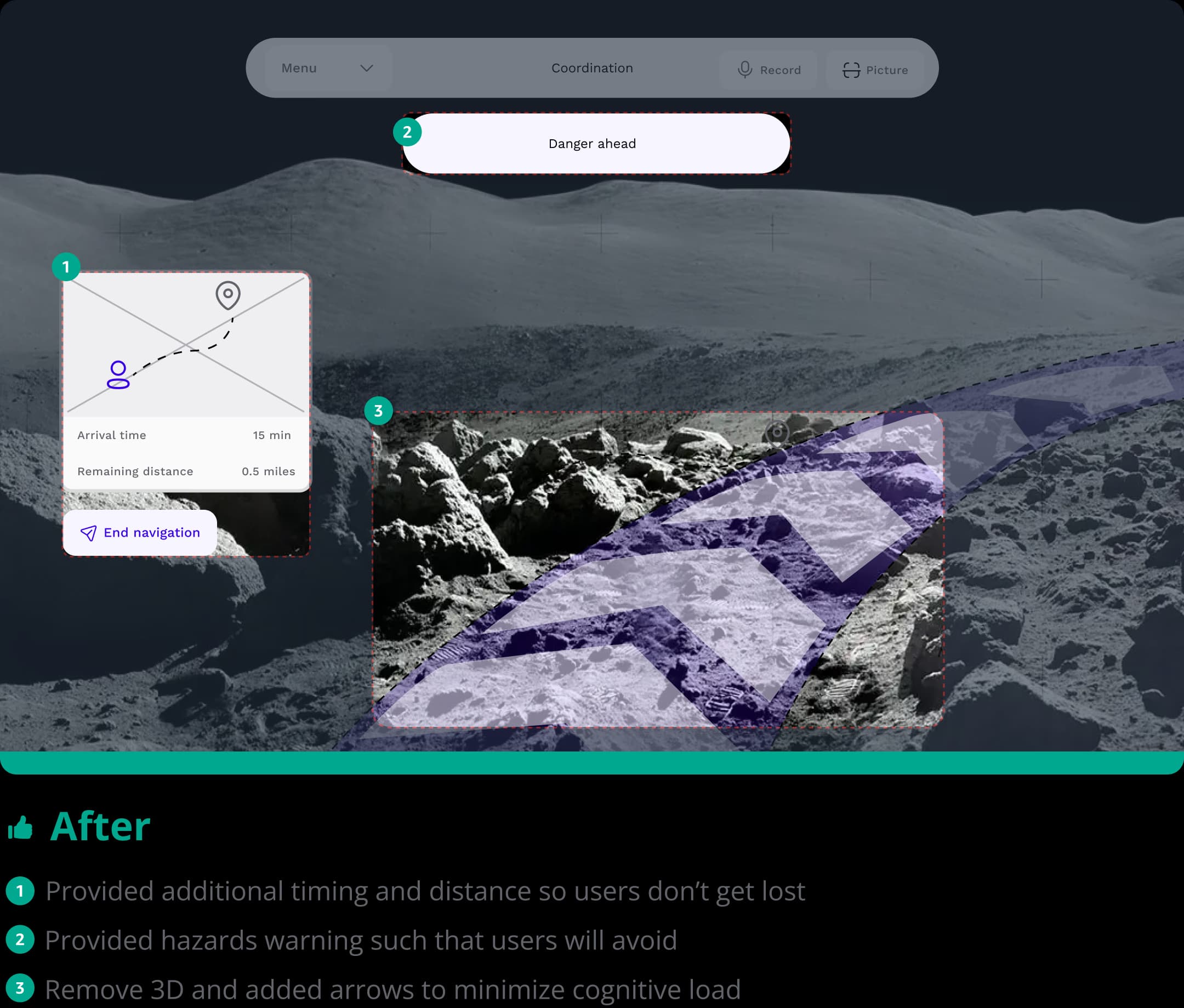 Navigation interface after usability testing